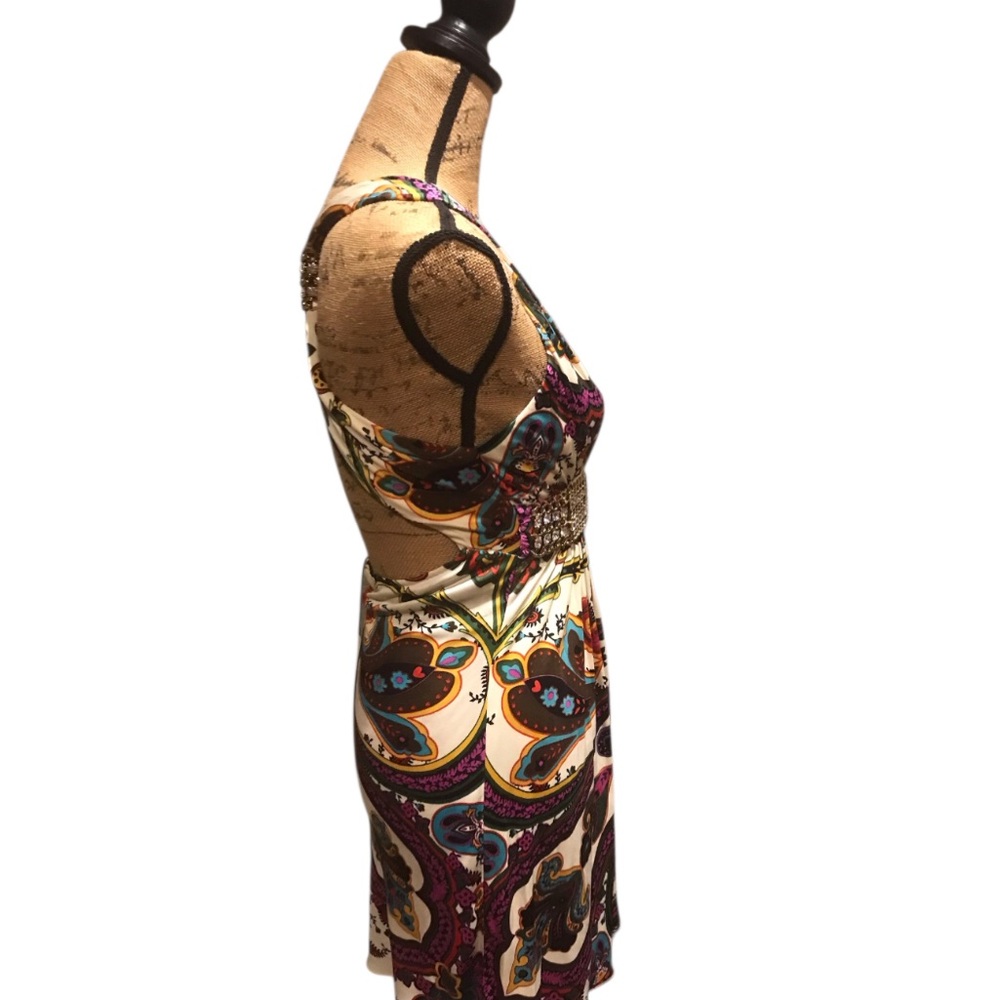 SKY Elegant Multicolor Paisley Dress Rhinestone Accents - Picture 10 of 12
